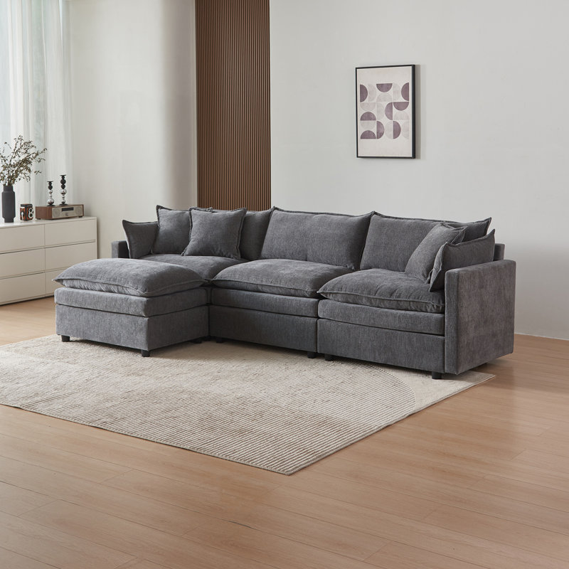 Canapé modulaire en L modulaire, Gris chenille