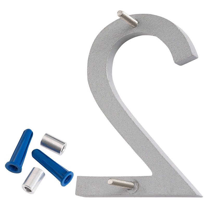 l 4 pi 5 po x Numéro de maison à fixation flottante, 2, Argent
