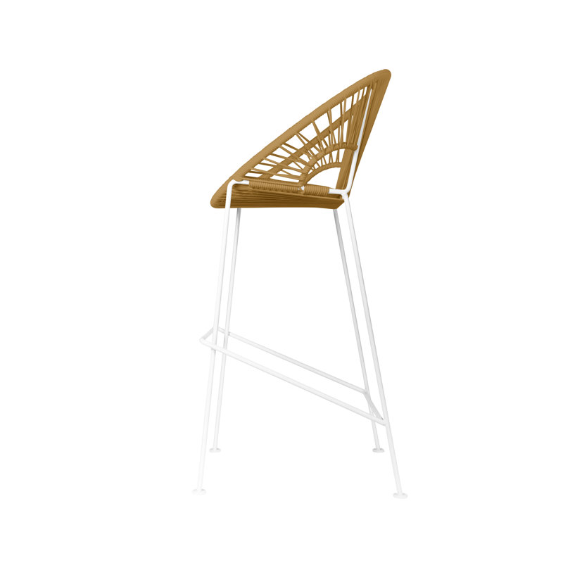 Alaena Puerto Indoor/Outdoor Handmade Bar Height Stool, White, Gold