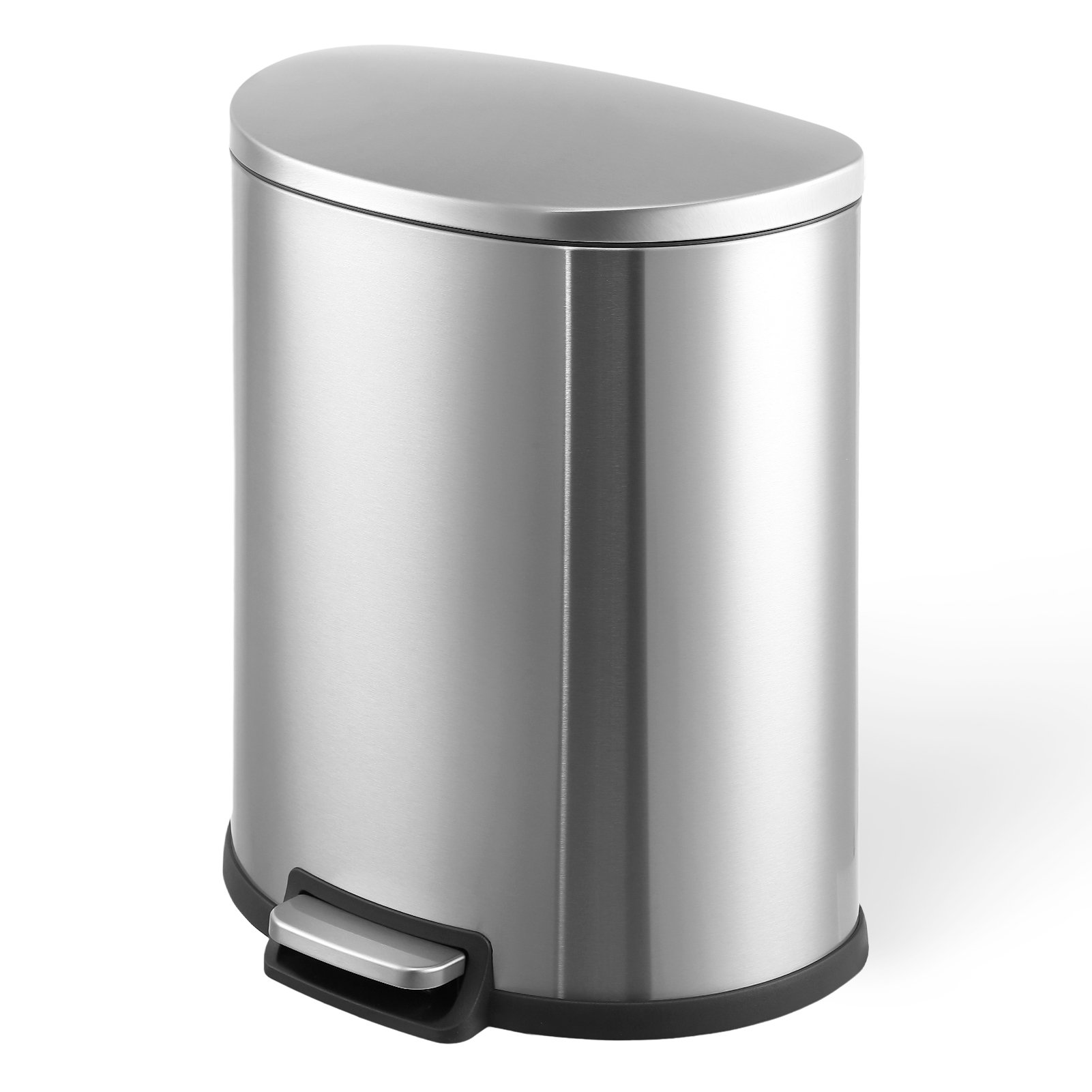 Home Zone Living 13 Gallon Kitchen Trash Can, Dual Compartment Recycle  Combo, Slim Stainless Steel, 50 Liter, Silver 