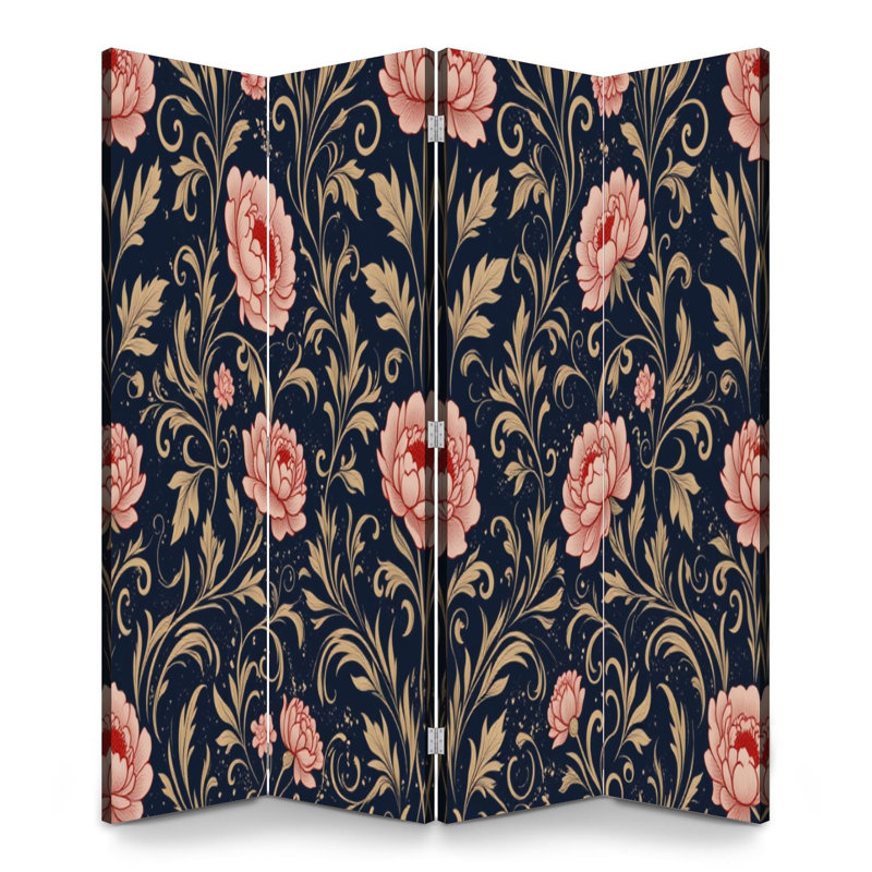 Paravent 4 panneaux à cloison pliable Royal Vintage, 71" H x 64" W x 1" D, 4