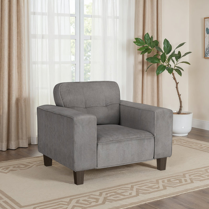 Fauteuil d'appoint rembourré capitonné, Tissu gris anthracite