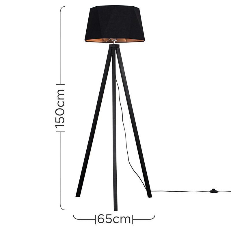 Mejias 150cm Tripod Floor Lamp, Black, Yes, Black