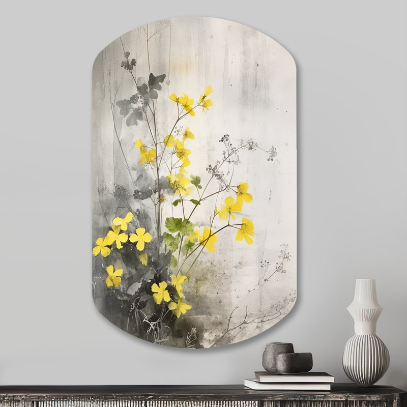 Naim - Art mural asymétrique en métal à forme cylindrique florale, H 31 po x l 19 po