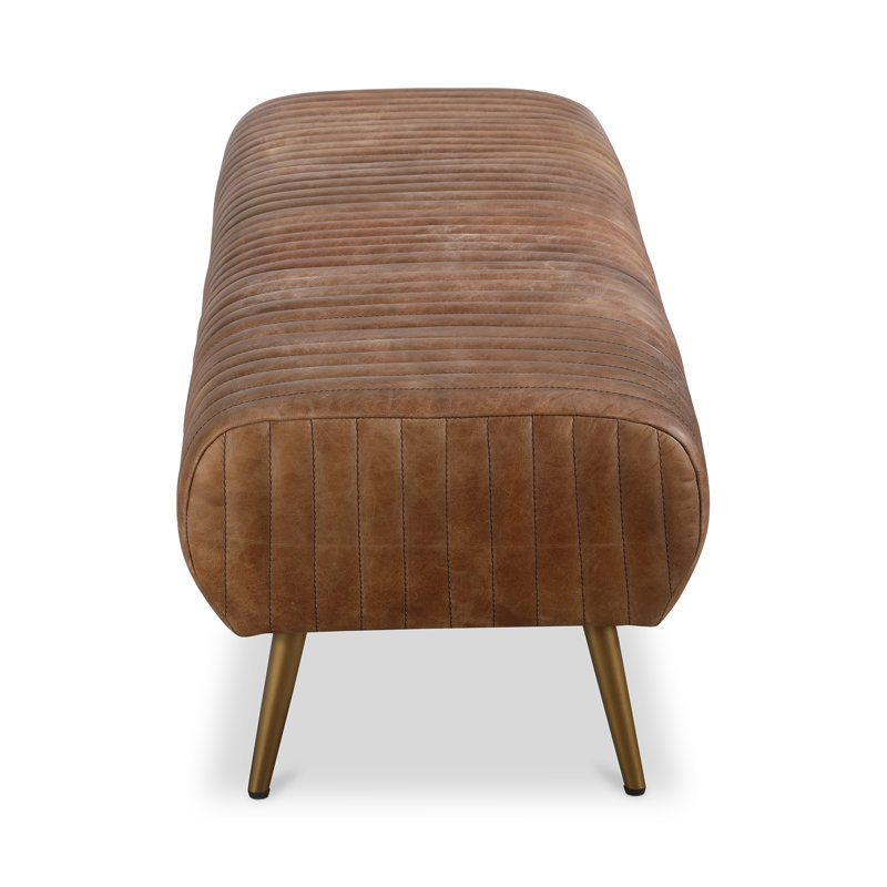 Endora Leather Bench, Cappuccino Genuine Leather, Brown