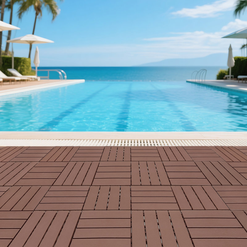 Carreaux de terrasse en plastique emboîtables, Brun