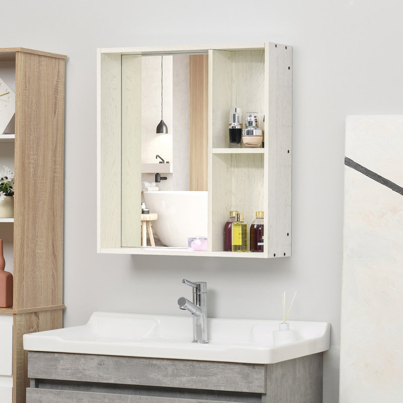Armoire à pharmacie de salle de bain avec miroir, H 25,63 po x l 24,88 po x P 5,92 po