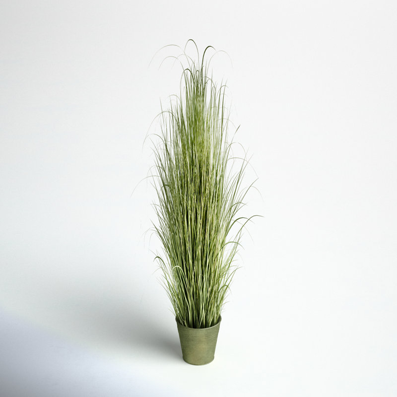 Herbe verte artificielle en pot., H 48 po x l 25 po x P 25 po