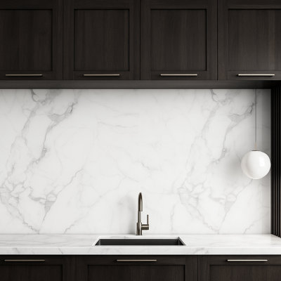 Falkirk Irvine II 23.6" x 47.2" UV Marble Faux Marble Glossy Wall Paneling in White Grey Black (4-pack)
