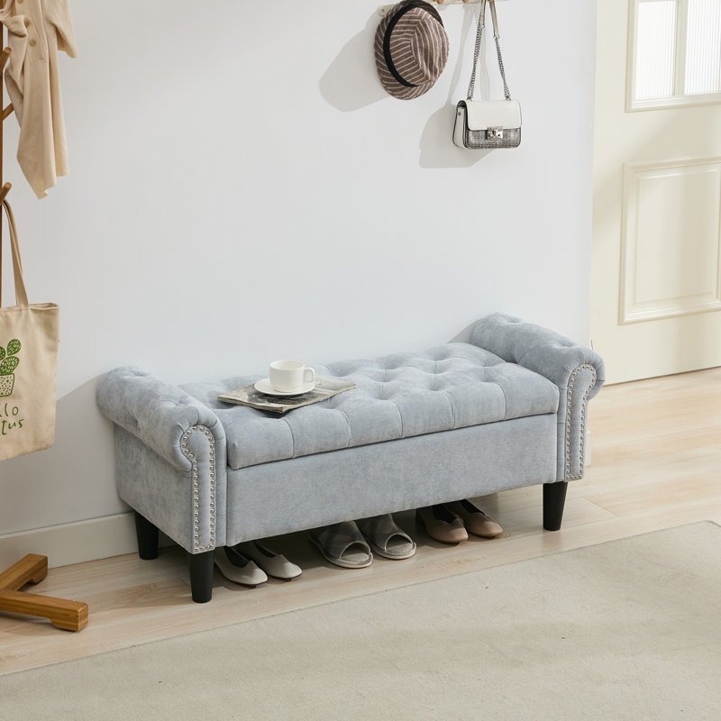 Banc de rangement en chenille 49,6 po Elisama, Bleu