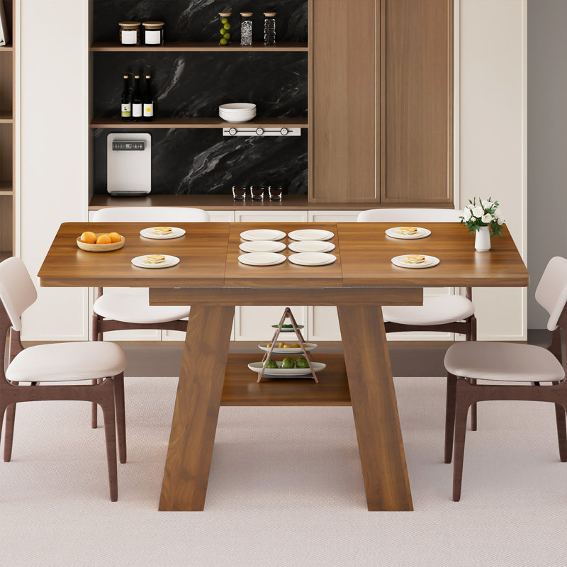 47.24''-66.92'' Rectangle Extendable Dining Table For 4-6, Extendable Kitchen Table With Removable Leaves, Space Saving