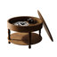 Table basse de salon, forme ronde de 31,5 po, double fonction de rangement, compartiment caché, base, glissières réglables, assemblage facile, noyer laqué