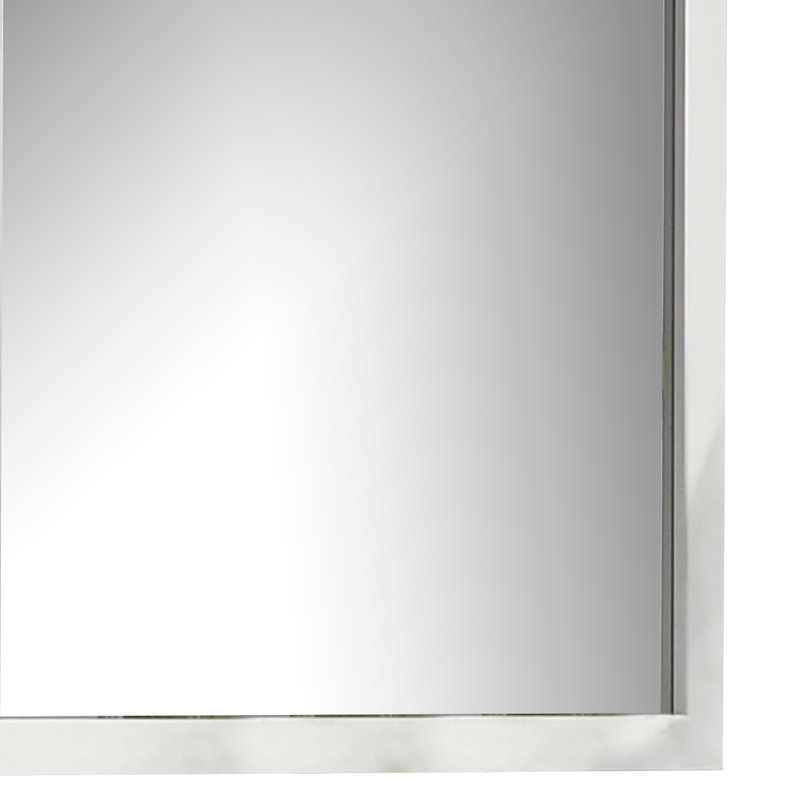 Miroir de commode Dyl, verre biseauté, cadre en bois blanc, carré de 40 pouces