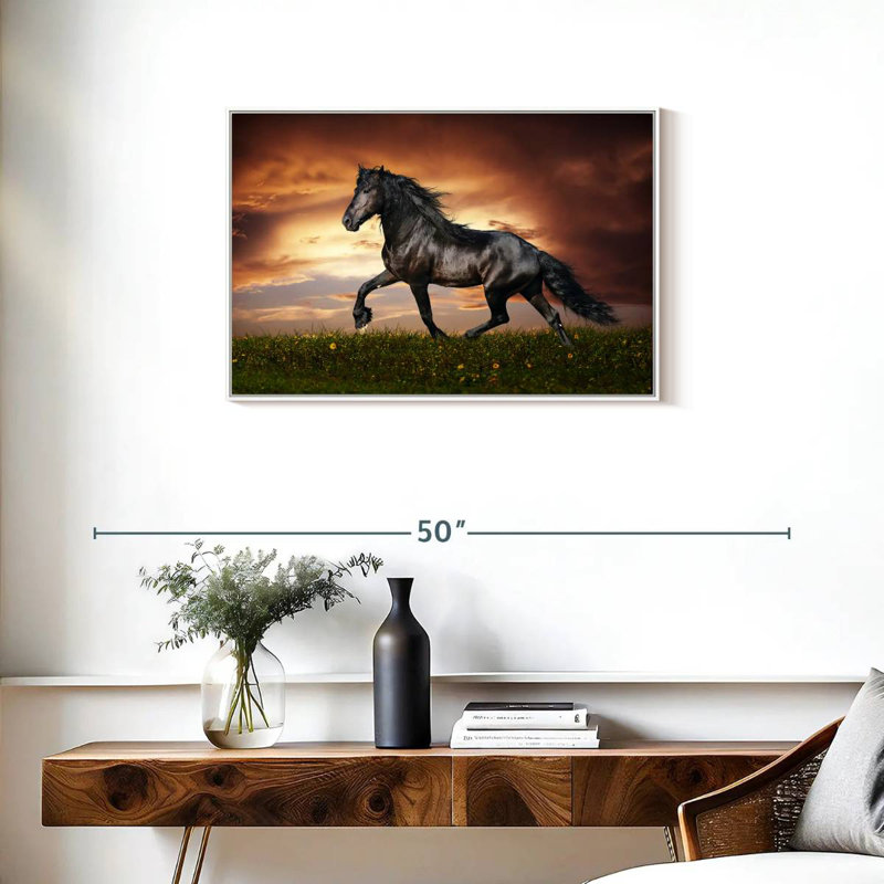Cheval baroque, Cadre flottant blanc, 31 po x 21 po