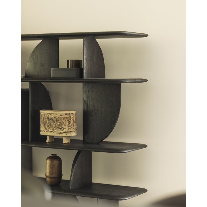 Geometric Solid Wood Geometric Bookcase, Natural