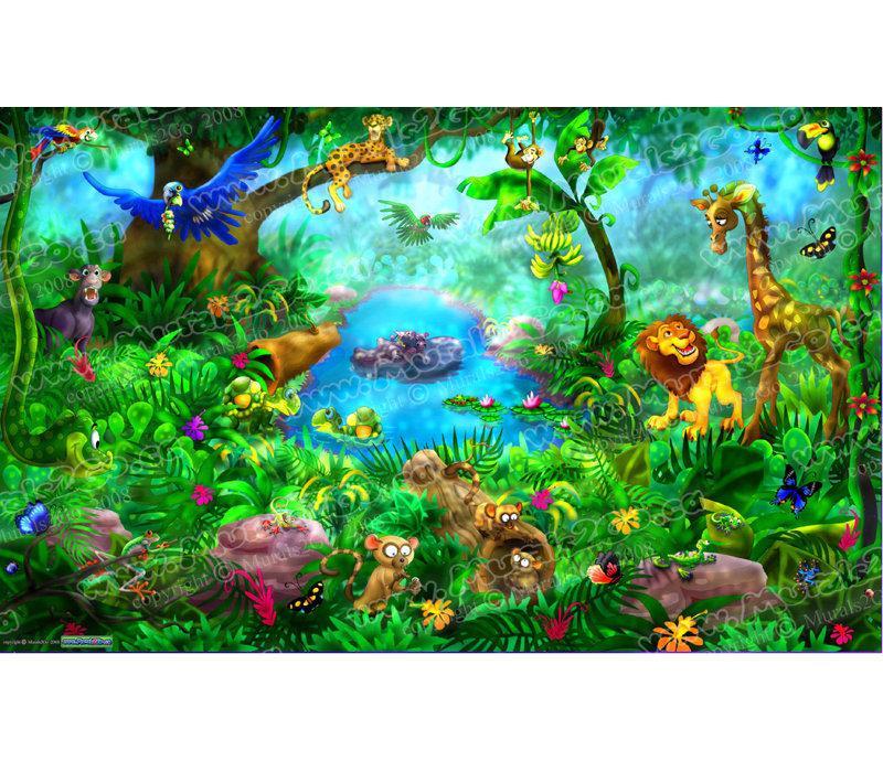 Adhésif décoratif à thème de jungle, H 44,5 po x l 72 po