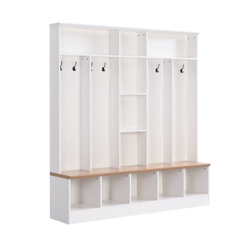 Yomaly Hall Tree with Bench and Shoe Storage, White