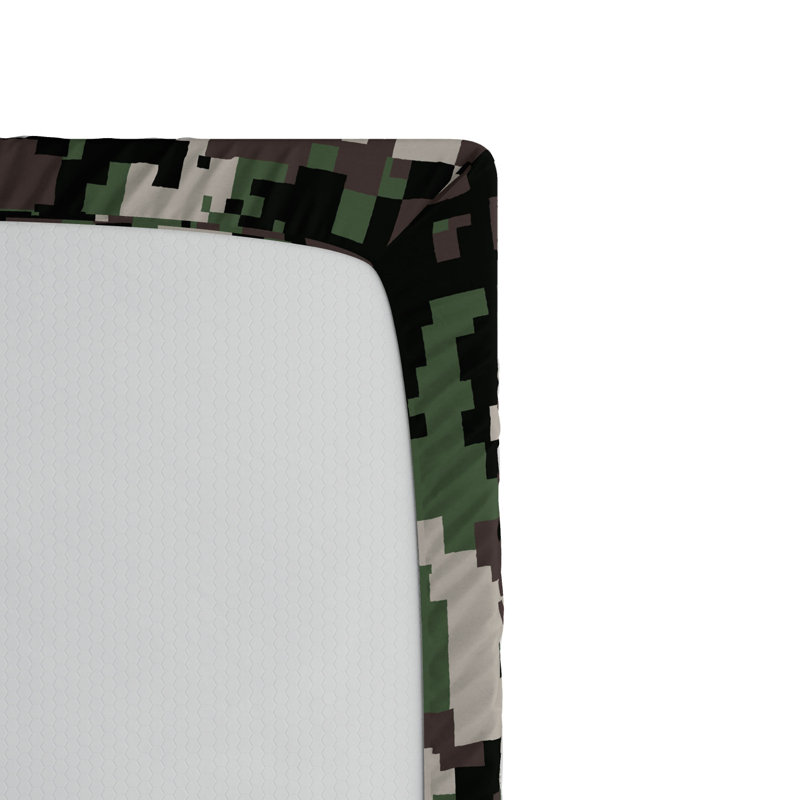 Microfiber Camouflage Fitted Sheet, Twin XL Fitted Sheet, Black/White Camouflage