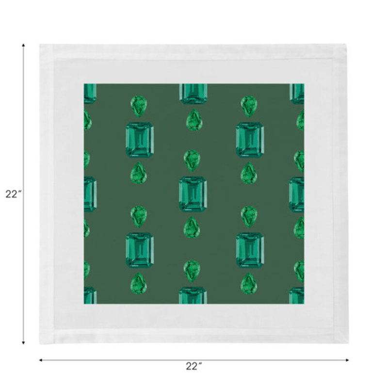 Serviettes de table en satin de coton Gem Emeralds, Evergreen