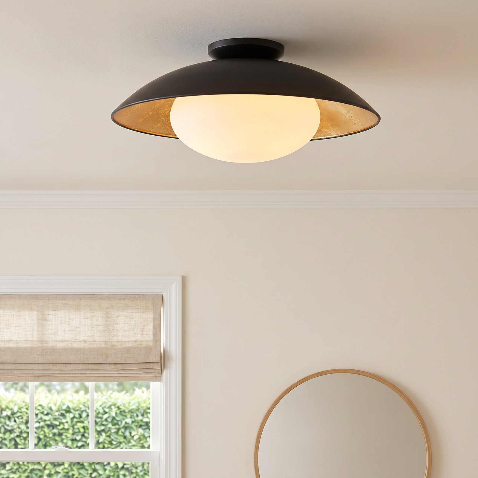 Jason Single Light Flush Mount, Black Lustro, 9'' H x 21'' W x 21'' D