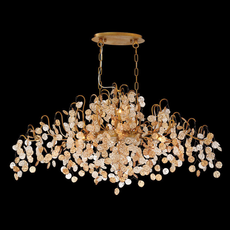 Campobasso Antique Gold 10-Light Crystal Chandelier with Amber Shades