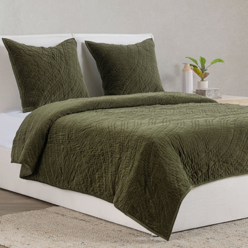 Elms Quilted Blanket, King, Green
