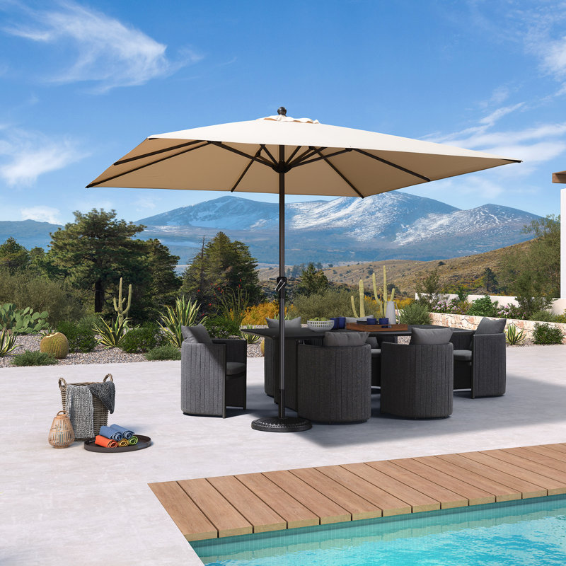 Latitude Run 108”×132“Rectangle Outdoor Rectangular Market Table Beige Umbrella, Beige