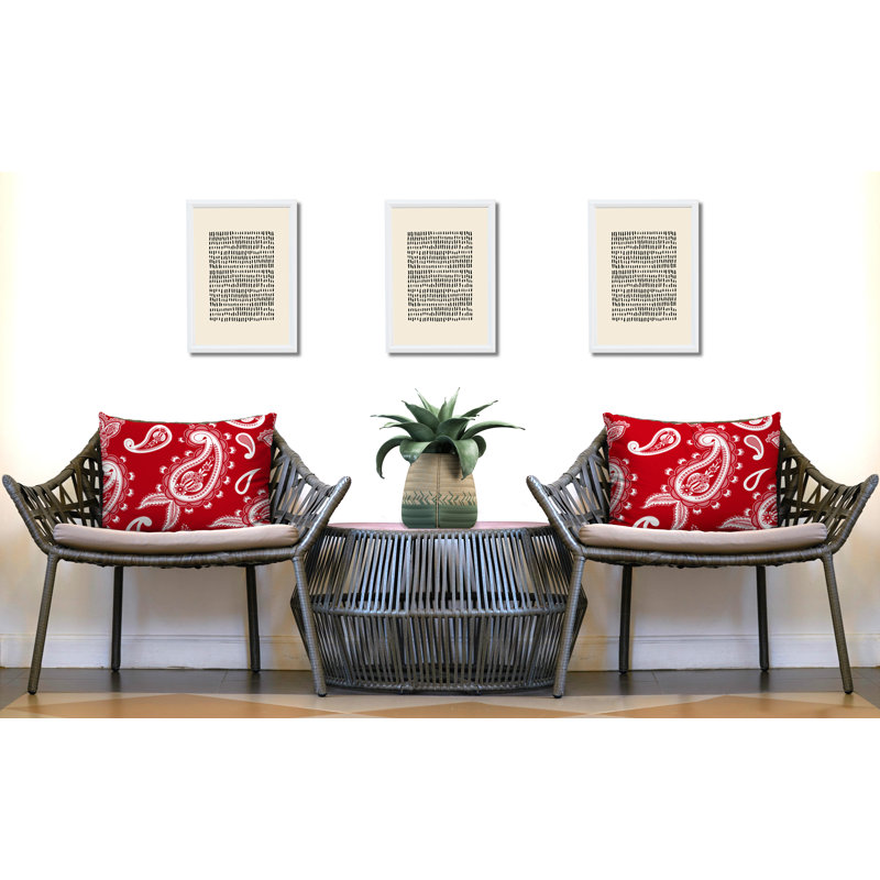 Paisley Outdoor Reversible Throw Pillow, Red