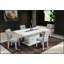 Table de salle à manger Ariya blanche au design épuré et compacte pour les espaces modernes, facile à nettoyer et durable.-1784186062-1784186057