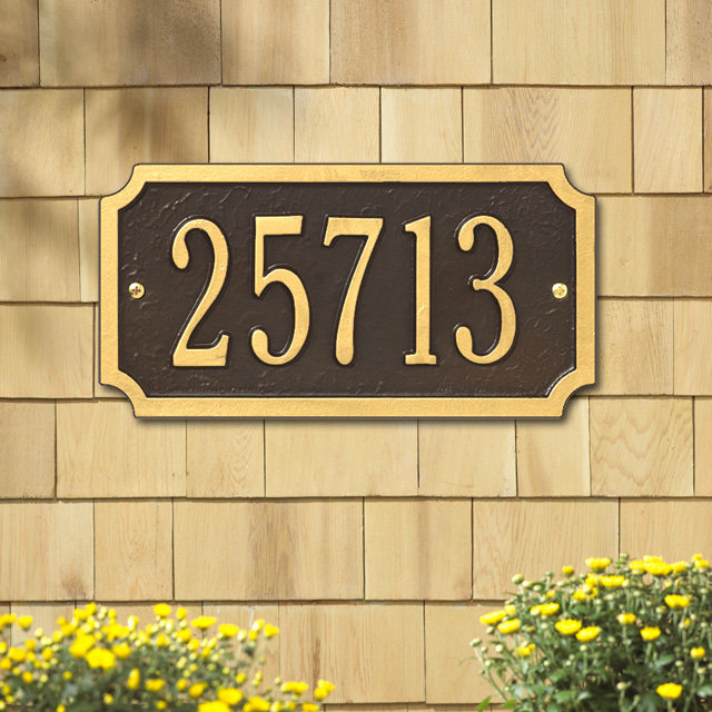 1-Line Wall Address Plaque, Black and Gold, Yes