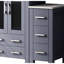 36 po W Meuble-lavabo gris foncé avec armoire latérale étroite, robinet, surface en céramique blanche et 22 unités de salle de bain à miroir suspendu - robinet, installation murale-1575345037