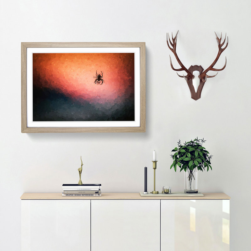 Spiders Web in Abstract - Framed Print, Oak Framed, 48cm H x 65cm W x 2cm D