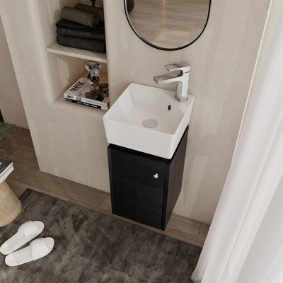 Lammond 12'' Single Bathroom Vanity with Ceramic Top Bathroom Vanity, Bathroom Storage Cabinet