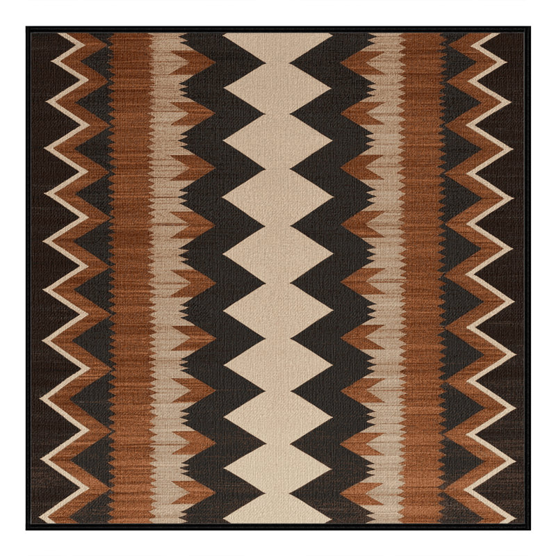 Washable Navajo Chevron Southwestern Area Rug, Square 7'
