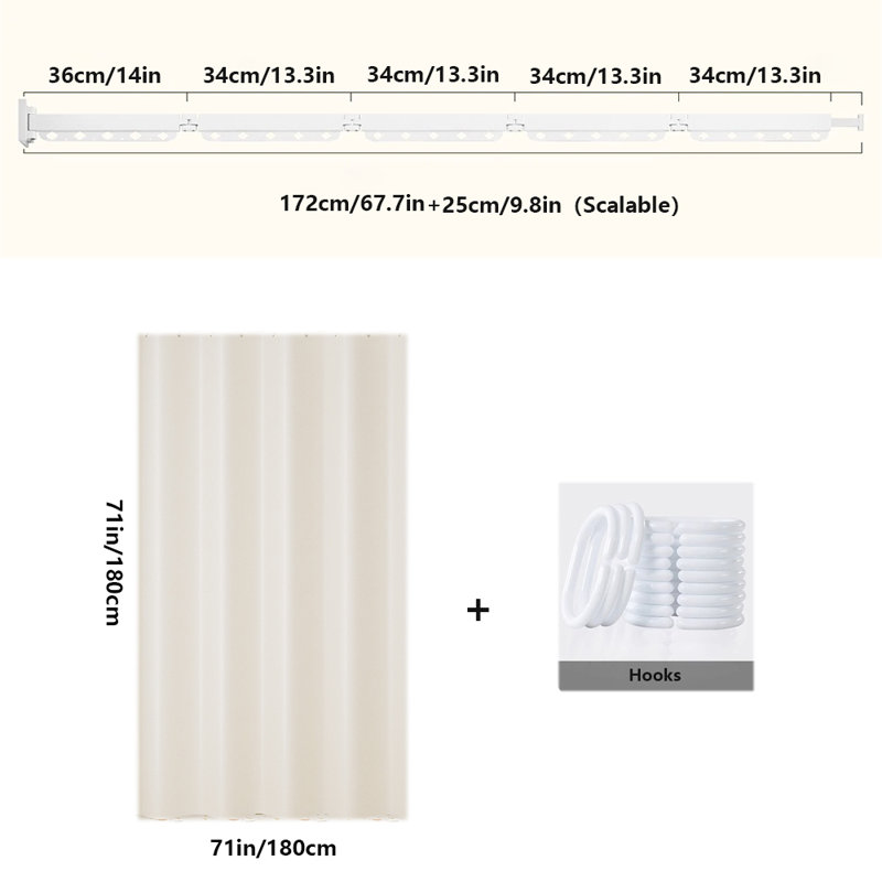 Rideau de douche en polyester, H 71 po x l 71 po