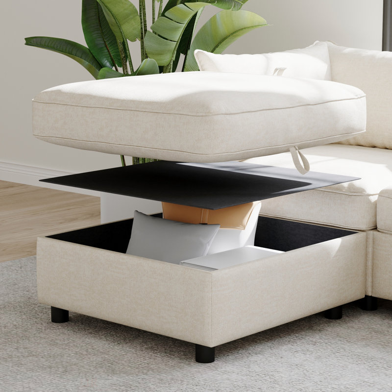 Causeuse, méridienne, canapé-lit moderne Mid-Century avec rangement pour petits espaces, salon, Beige