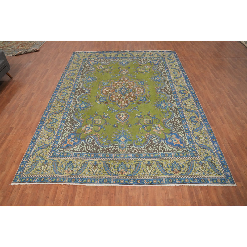 Handmade Green Traditional Area Rug 10x13