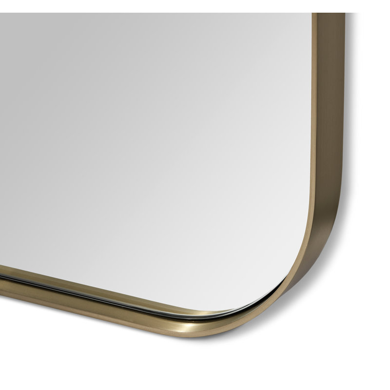 Miroir décoratif biseauté Aalina, 80 po x 42 po, Laiton brossé