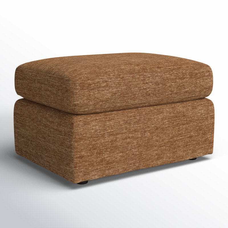 Damari Upholstered Ottoman, Nave Bark Performance Distressed Velvet