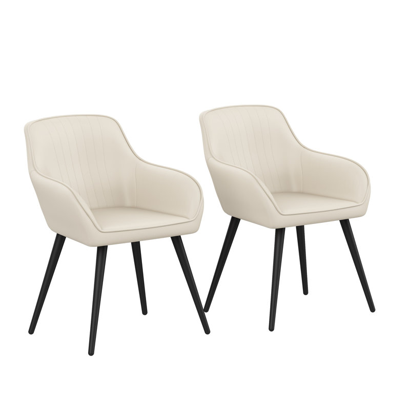 Deverell 18.3'' H Faux Leather Upholstered Armchair, Beige