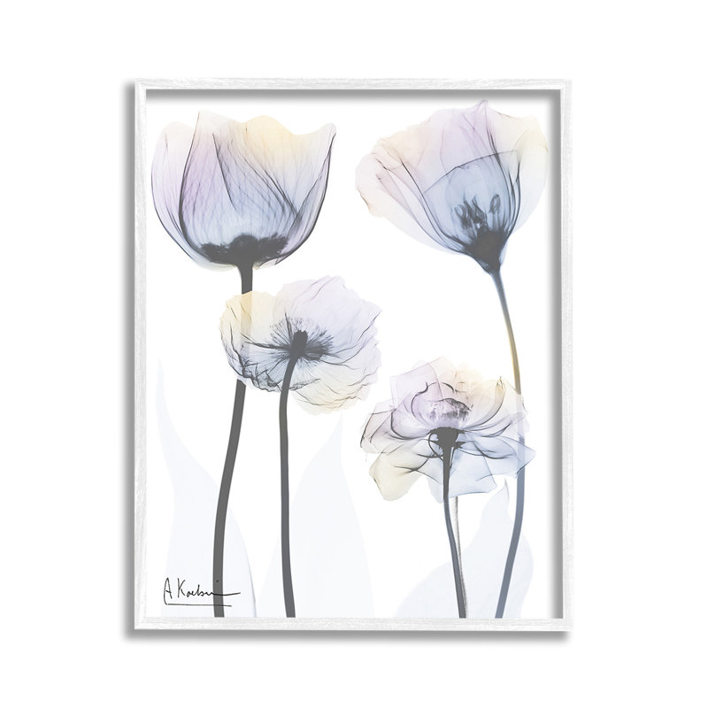 Fleurs subtiles, giclée, art par Albert Koetsier, Estampe numérique encadrée blanc bord de mer, H 14 po x l 11 po