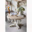 Table basse ronde en bois 31,5 x 31,5 x 18,5 po avec finition blanche patinée et pieds à volutes
