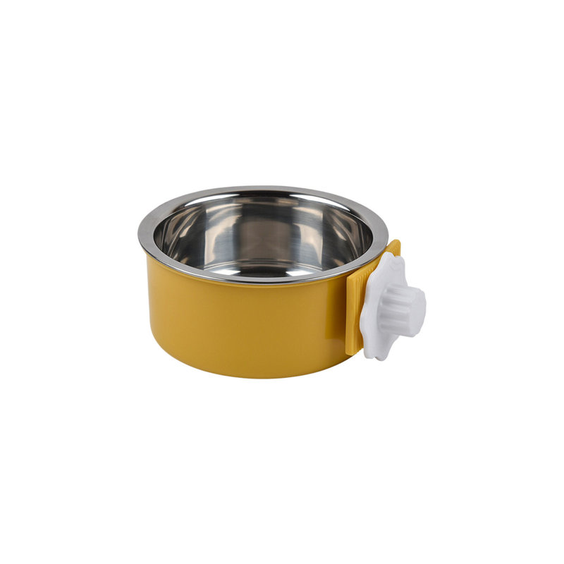 Bol suspendu en acier inoxydable pour chien cage de chien facile à nettoyer pour utilisation domestique, jaune, Yellow