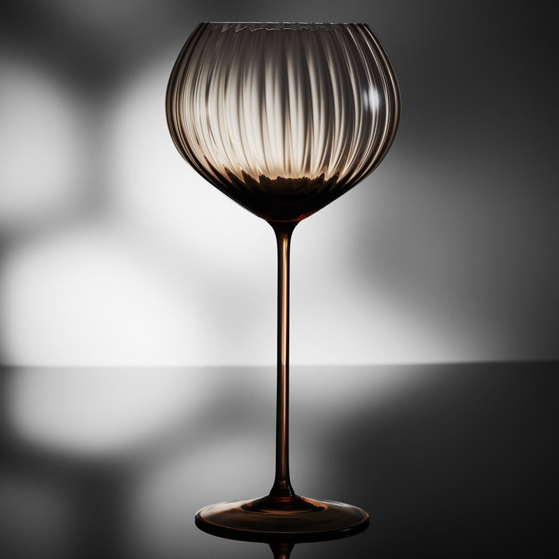 Quinn Handmade Crystal Red Wine Glass, Amber