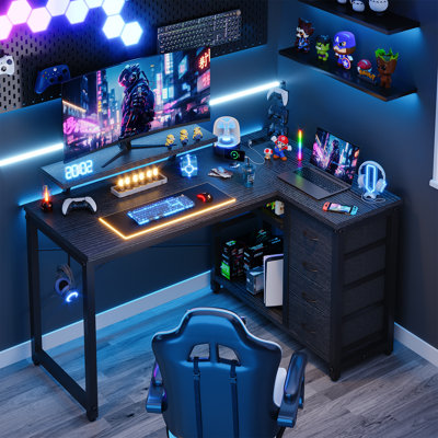 Modular L-Shaped Steel Computer Desk