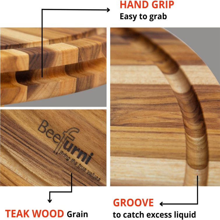 Presence Acacia Wood Cutting Board With Gripper Handle