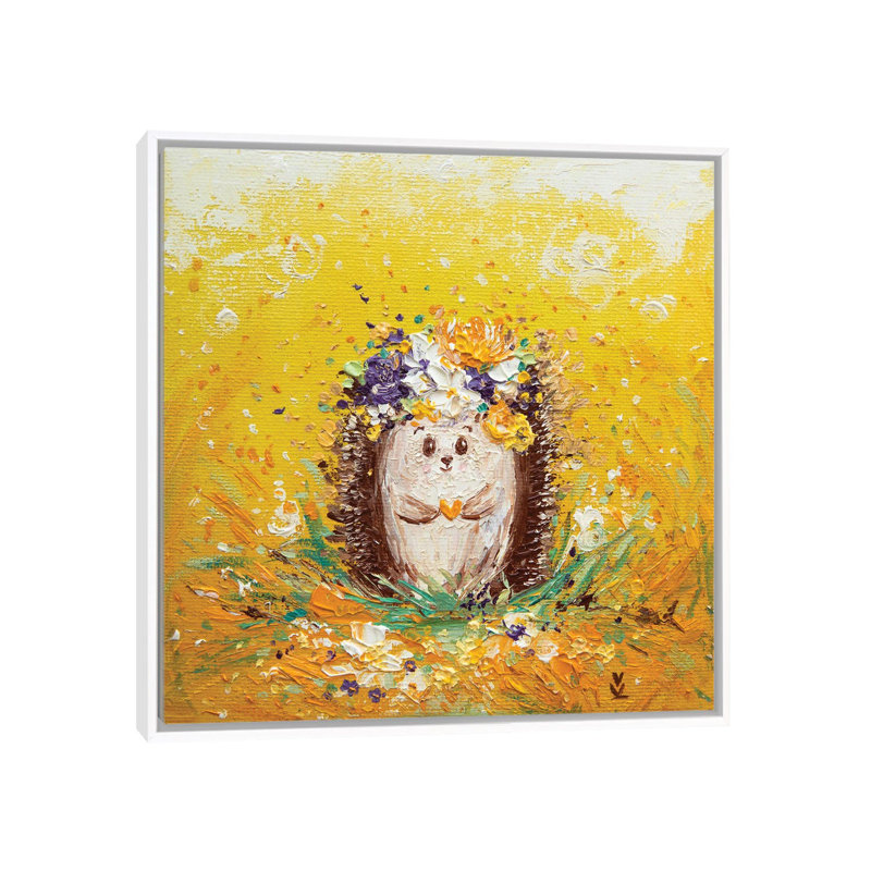 Sunny Hedgehog 1 Piece Painting on Canvas, 93.98 cm H x 93.98 cm W, White Framed