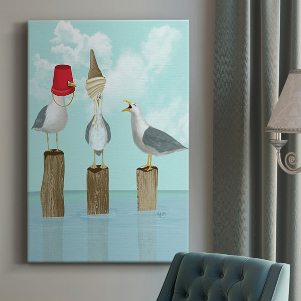 Dovecove Silly Seagulls On Canvas Print | Wayfair