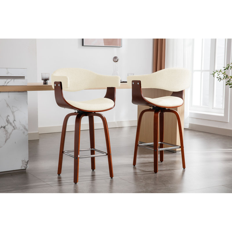 Keisha Swivel Fabric Mid-Century Stool, Counter Stool (27.17" Seat Height), Cream