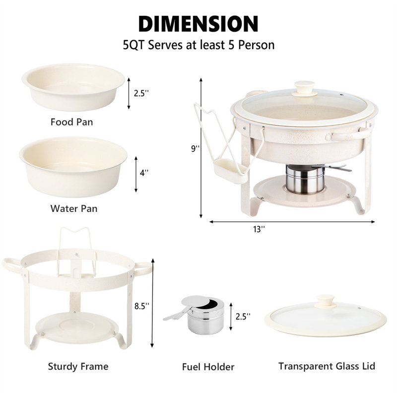 Ensemble de buffet à vaisselle rond 5 pintes avec couvercle